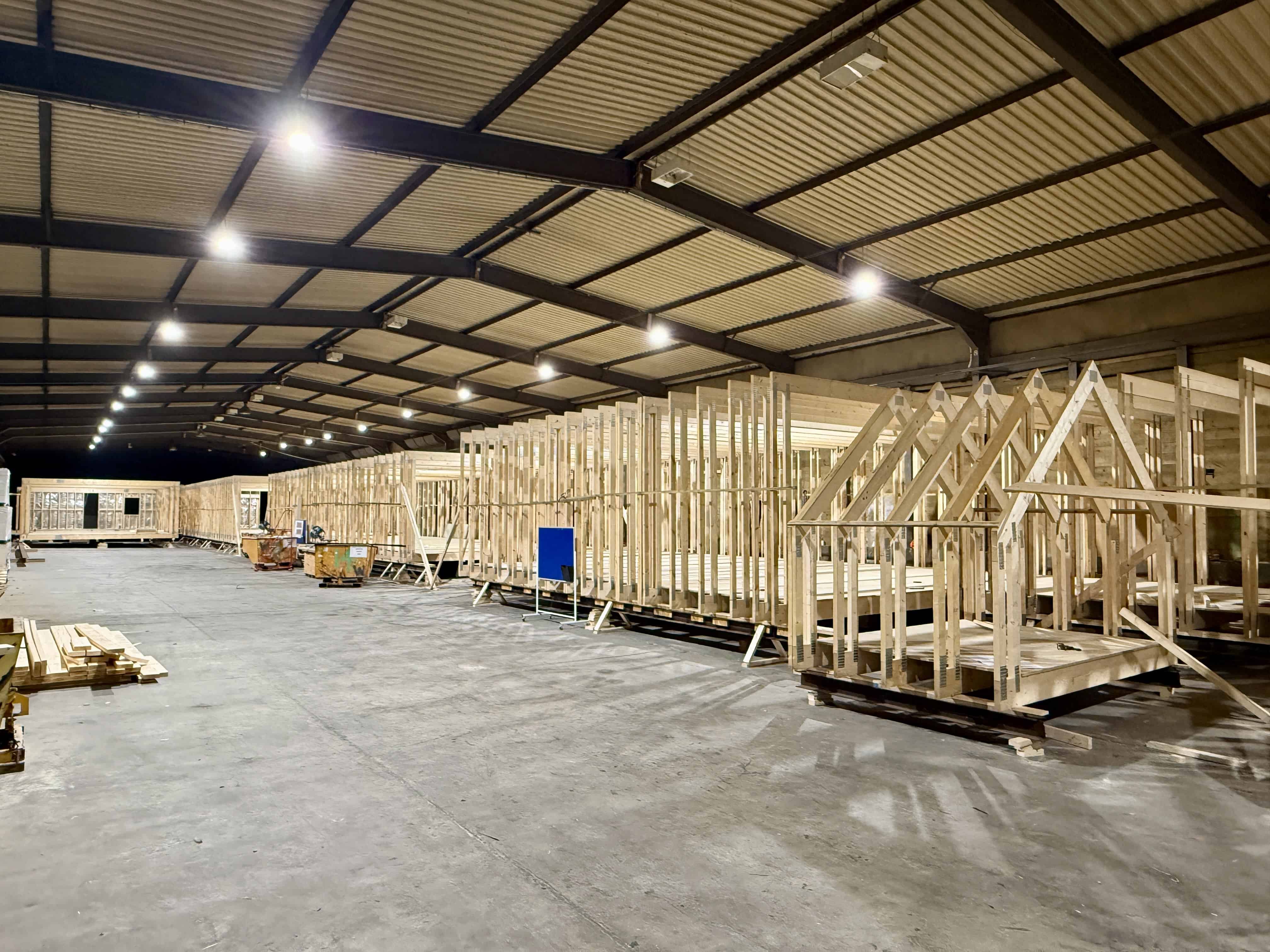 Several Moduloft floors being built at once inside the North Yorkshire factory