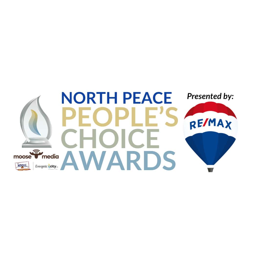 North Peace People's Choice Awards logo with RE/MAX hot air balloon and Moose Media branding.