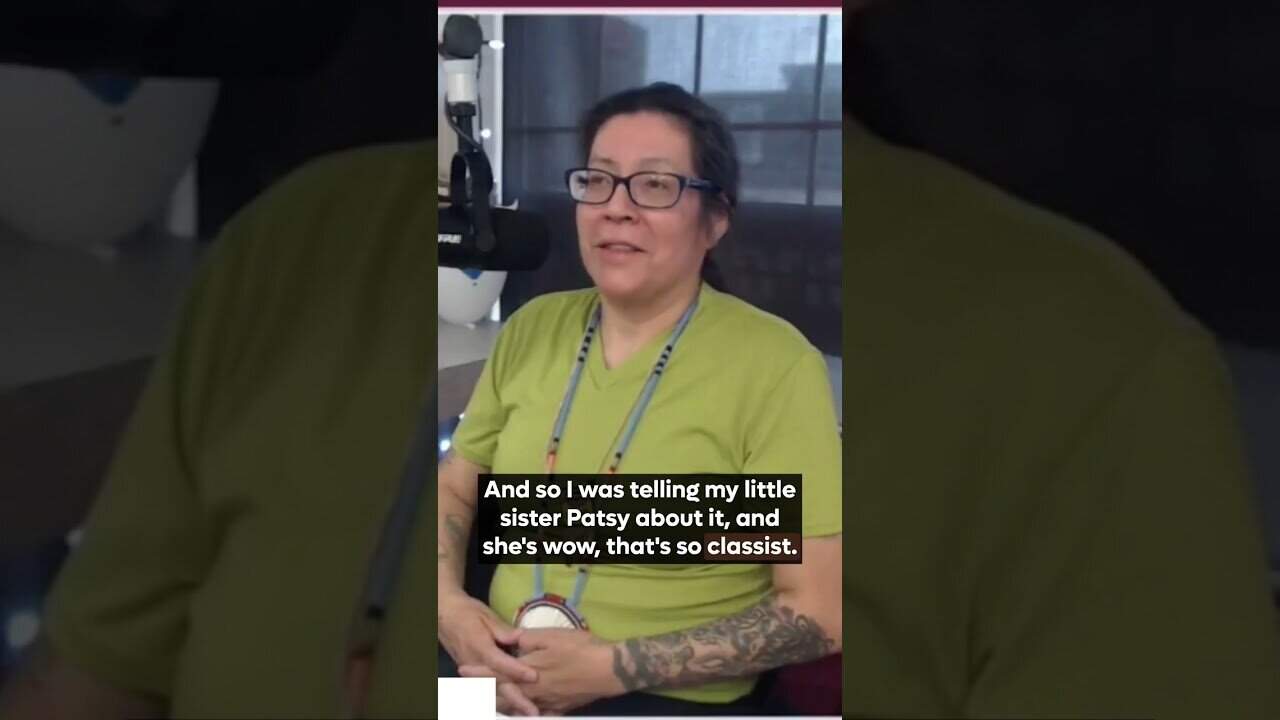 Dedicated media and communication expert sharing a story in a recording studio.