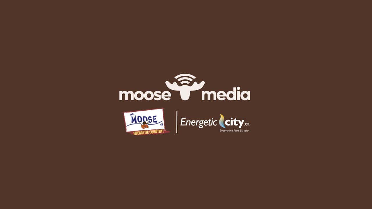MooseMedia logo with Energetic City branding and local community support graphics.