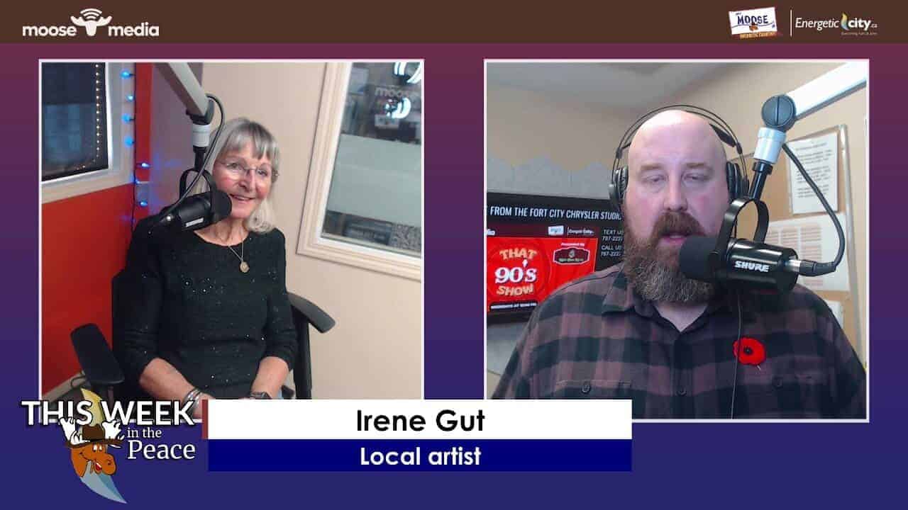 Women recording local podcast on radio studio in MooseMedia FSJ Canada.