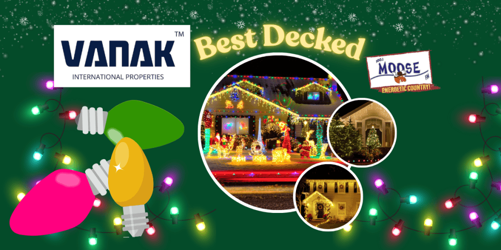 Brightly decorated house with Christmas lights, ornaments, and holiday cheer in MooseMedia’s display.