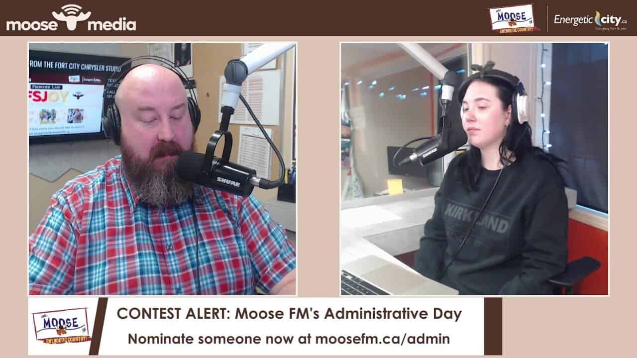 Radio hosts during Moose FM’s Administrative Day contest broadcast.