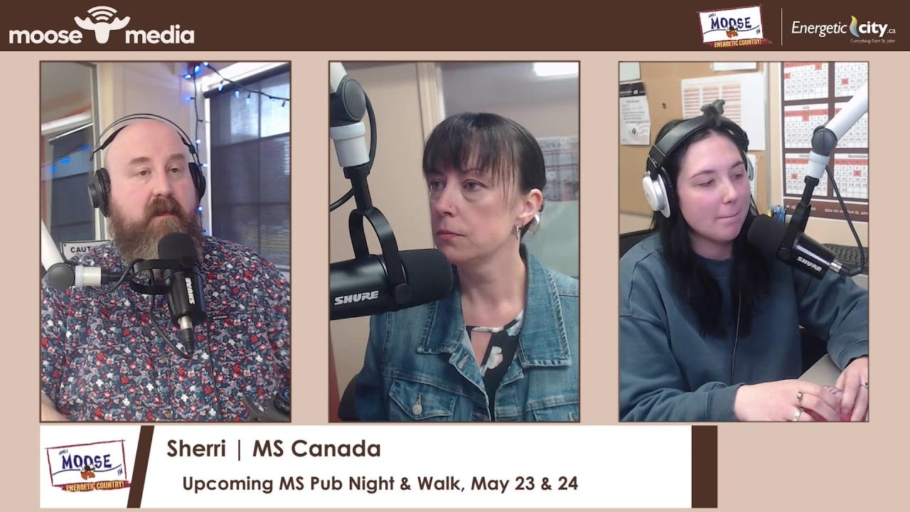 Sherri Mytopher speaking into microphone during MS Canada podcast.