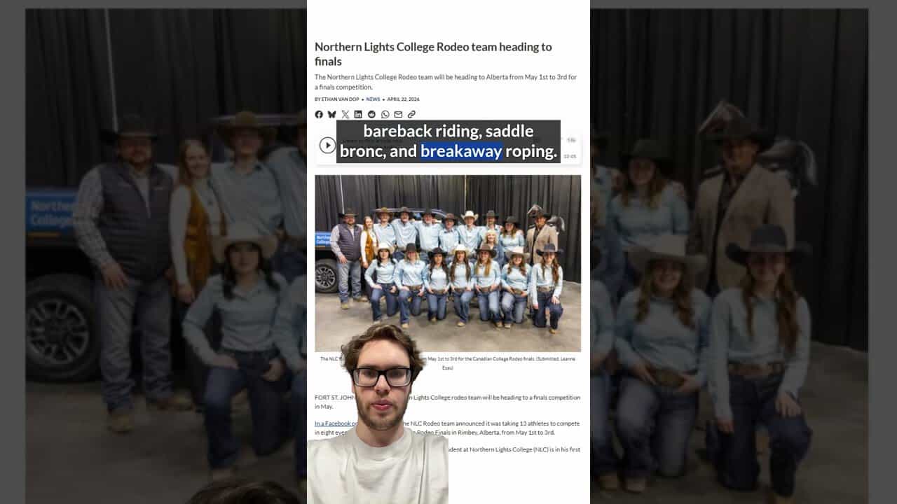 Northern Lights College Rodeo team prepares for the finals in Alberta, showcasing their skills in ba.
