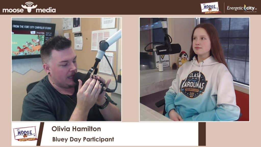 Olivia Hamilton participating in Bluey Day event at Moose Media.