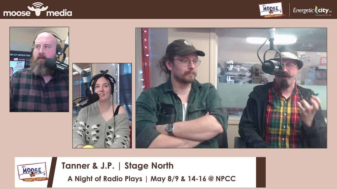 Radio hosts and actors recording "A Night of Radio Plays" at MooseMedia FSJ.