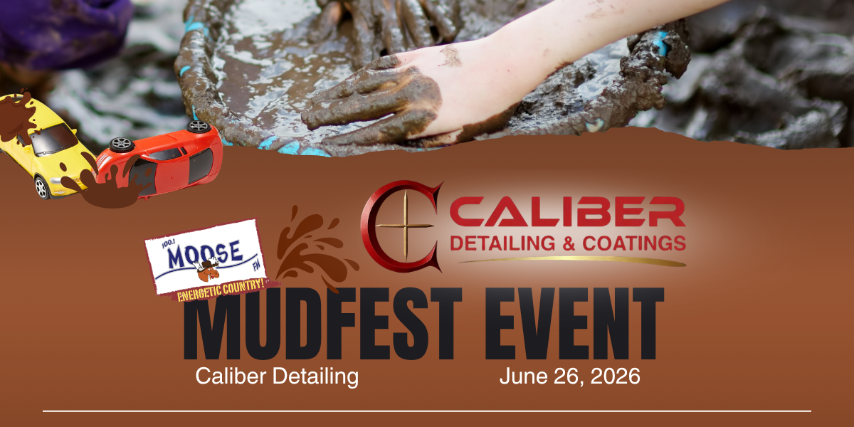 Mudfest event showcasing off-road vehicles and mudding activities at Caliber Detailing.