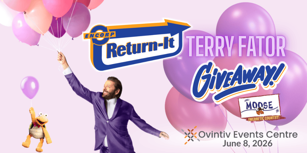 Terry Fator giveaway event at MooseMedia FSJ with balloons and entertainer.