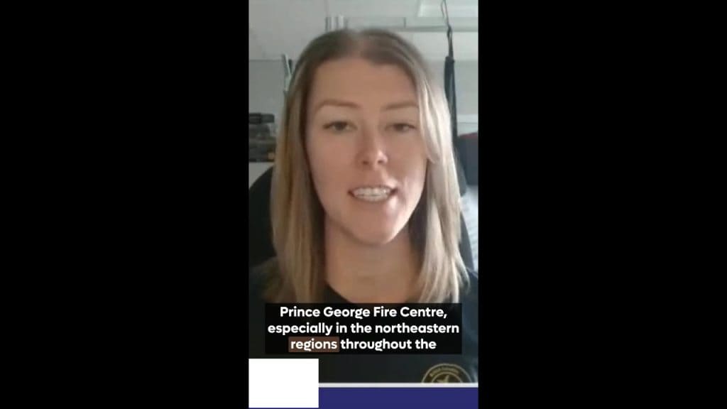 Woman speaking about wildfire preparedness in northeastern regions.