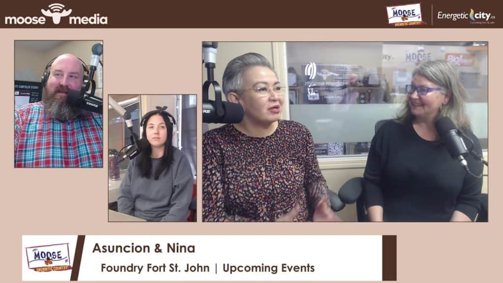 Radio hosts discussing upcoming community events in Fort St. John.
