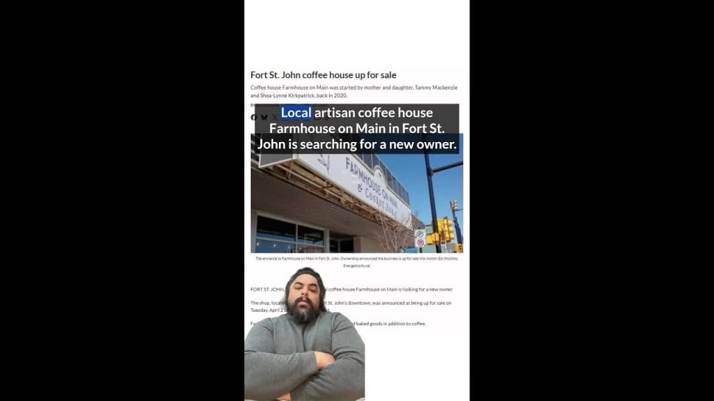 Local FSJ coffee house for sale, new ownership opportunity in Fort St. John.