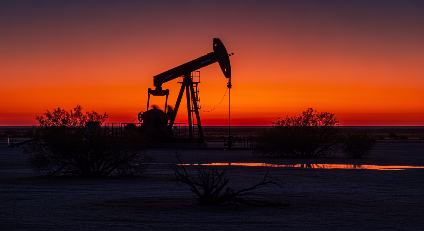 Occidental Petroleum stock analysis pumpjack operating at sunset in the West Texas Permian basin