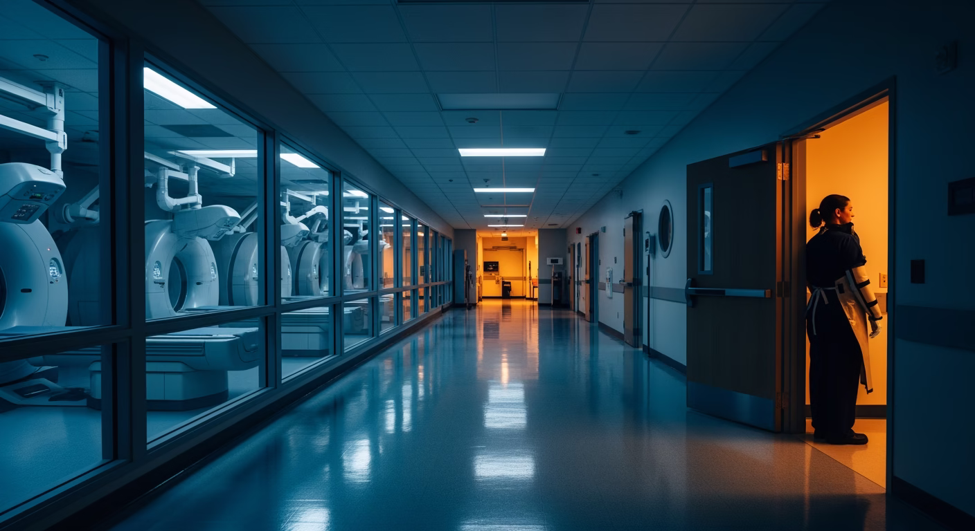 GEHC stock analysis radiologist reviewing medical imaging scans on diagnostic workstation
