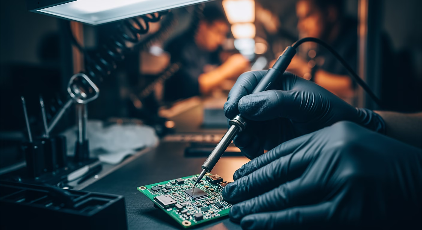 Axon stock analysis depicting TASER device manufacturing assembly line