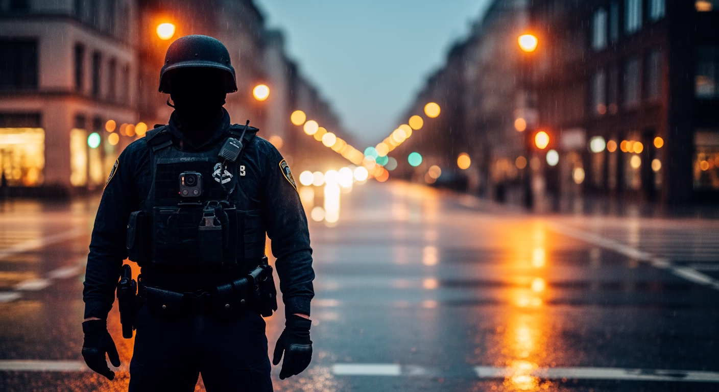Axon stock analysis of police officer wearing body camera on patrol