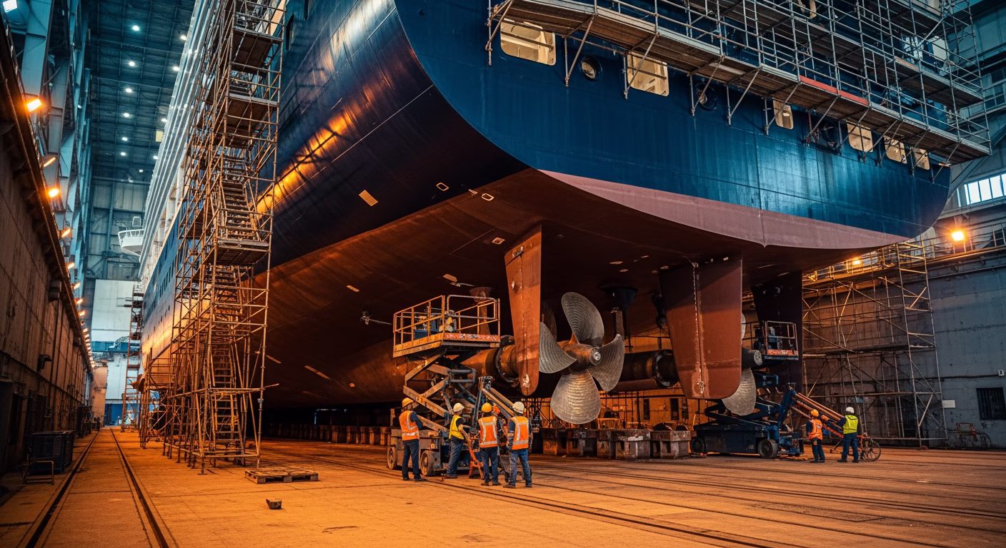 Carnival stock analysis shipyard dry dock with cruise vessel under maintenance