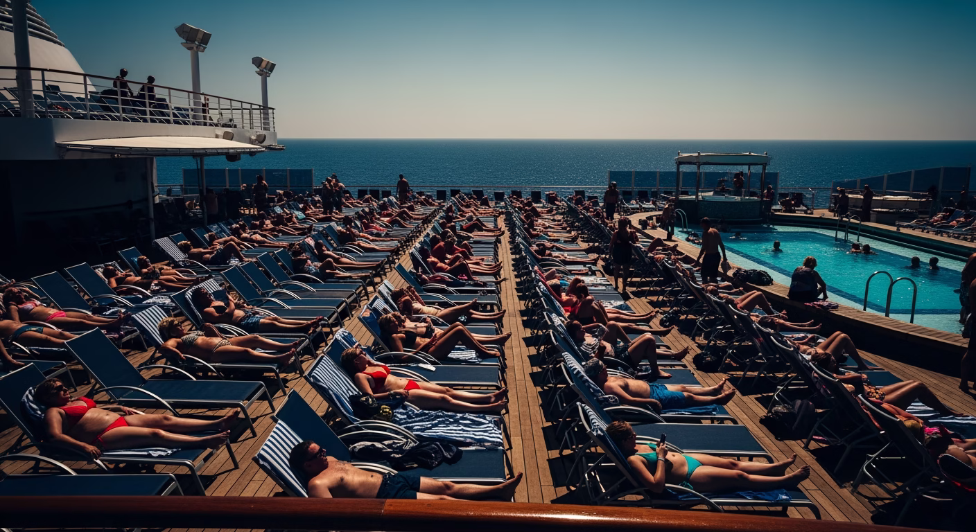 Carnival stock analysis cruise ship deck with passengers at open sea