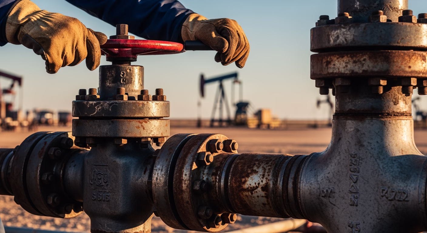 TPL stock analysis of West Texas oilfield drilling rig under open sky