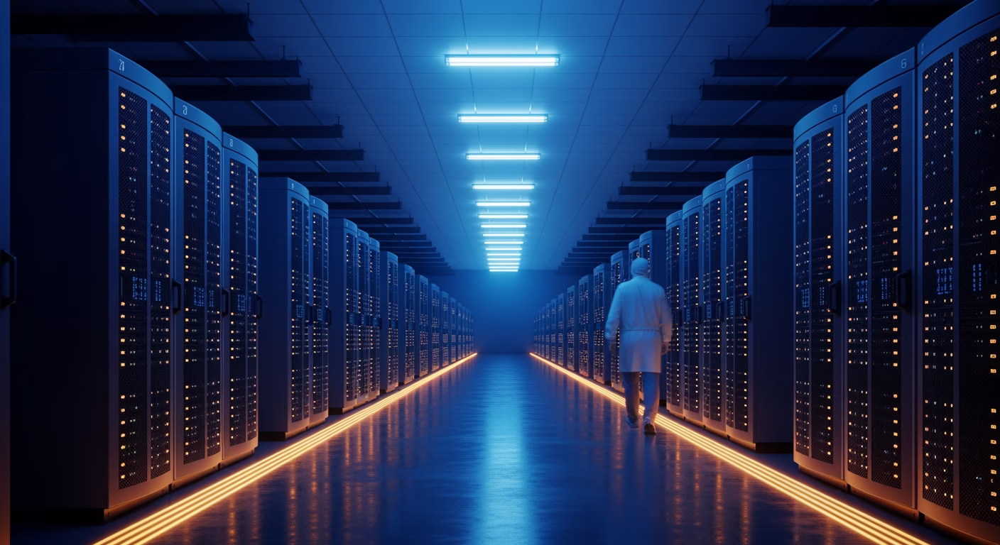 IBM stock analysis of a mainframe data center server hall