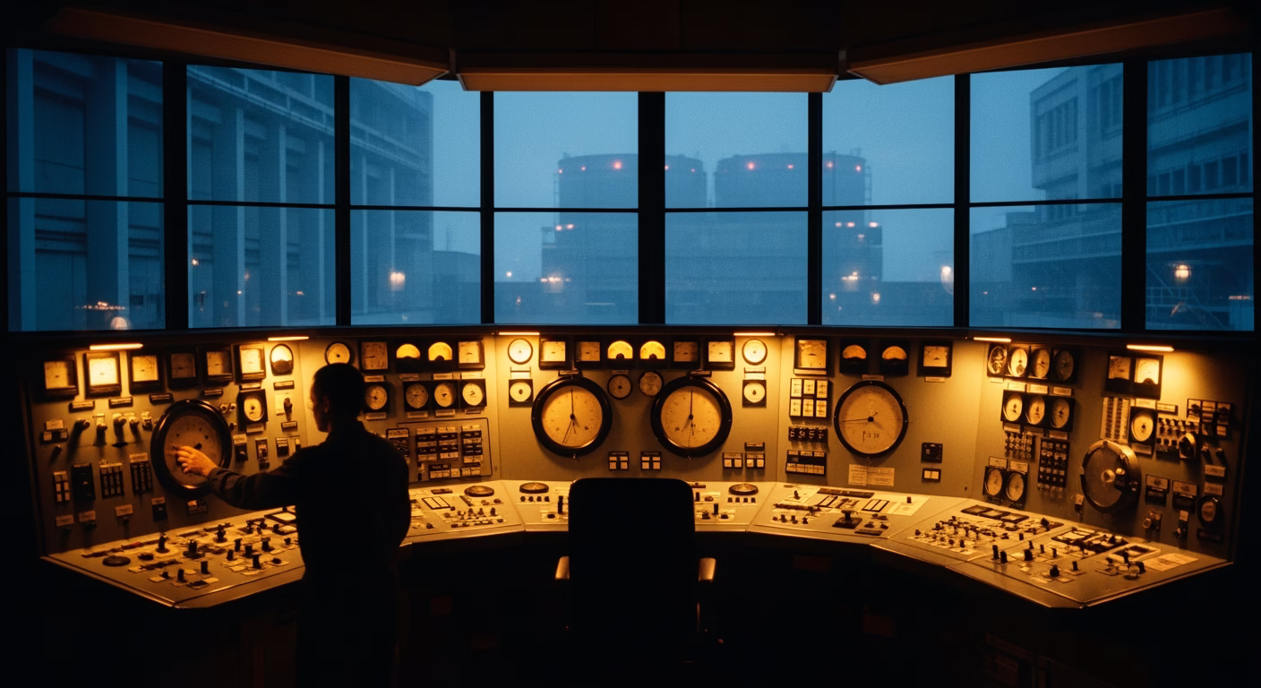 Mirion stock analysis radiation monitoring equipment inside a nuclear power plant control room