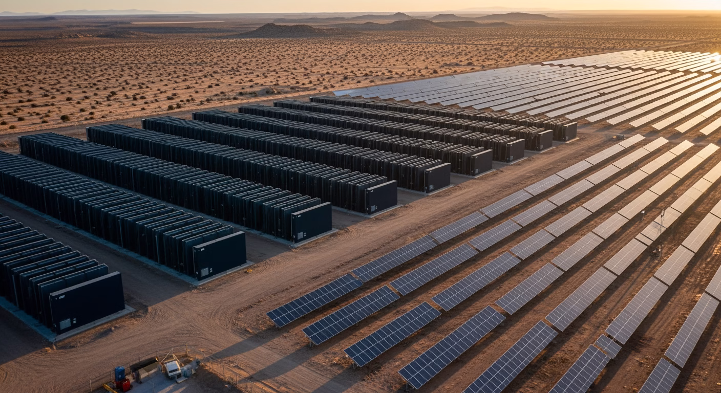 Tesla stock analysis of energy storage battery installation at a solar site