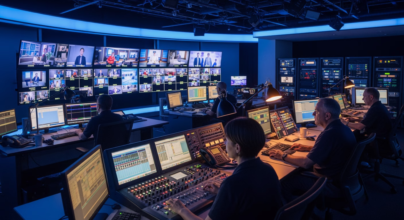Disney stock analysis camera operator filming a live stadium sports event