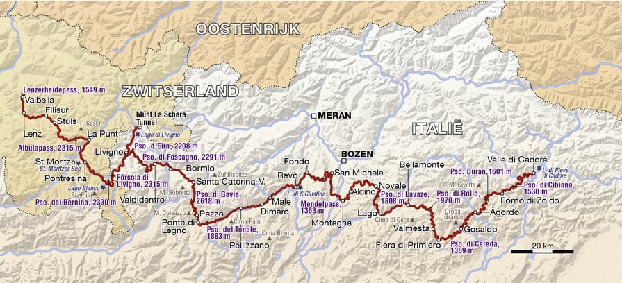 Motorroute Dolomieten naar Zwitserse Alpen