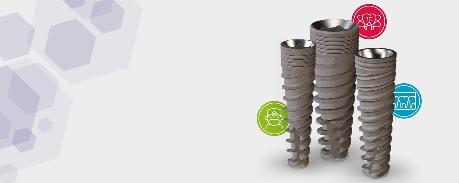 Imagine cu implanturi dentare din titan pentru restaurare orală.