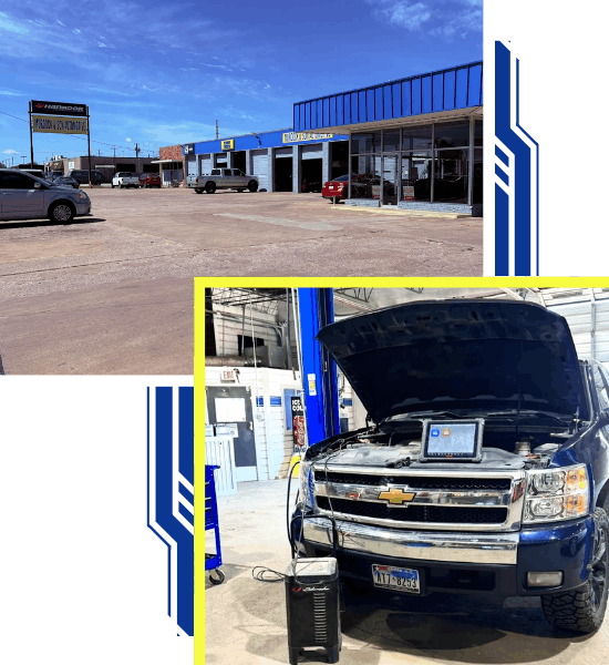 Auto repair shop with vehicles and service bays at Murdock & Son.