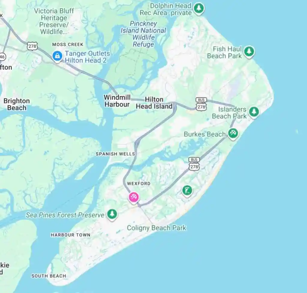 Lighting services map of Hilton Head Island, SC.