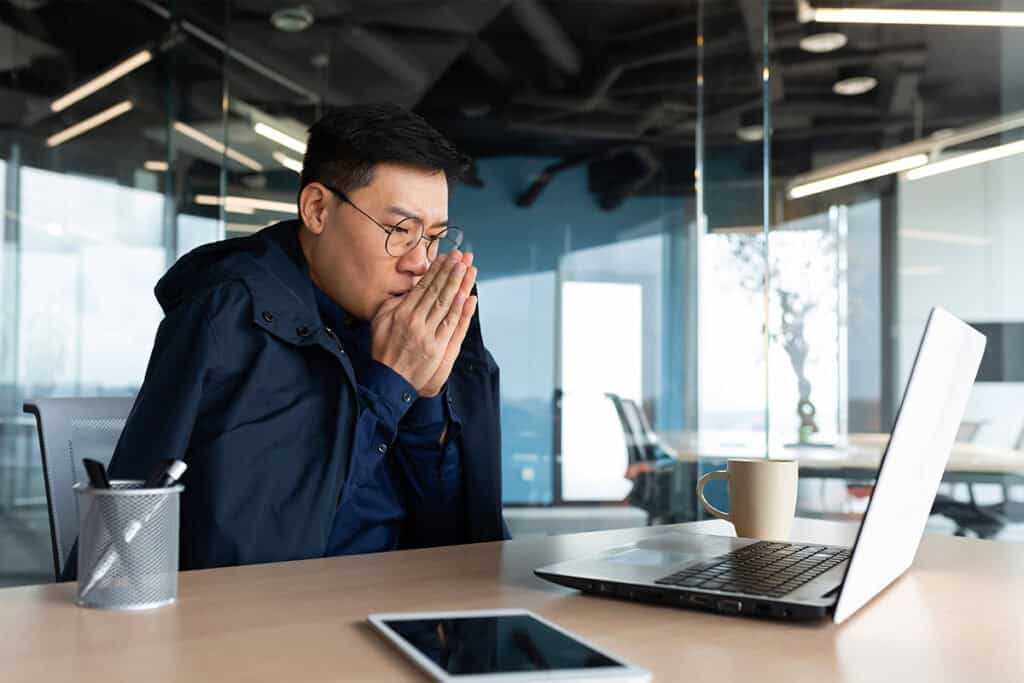 MAN COLD IN OFFICE