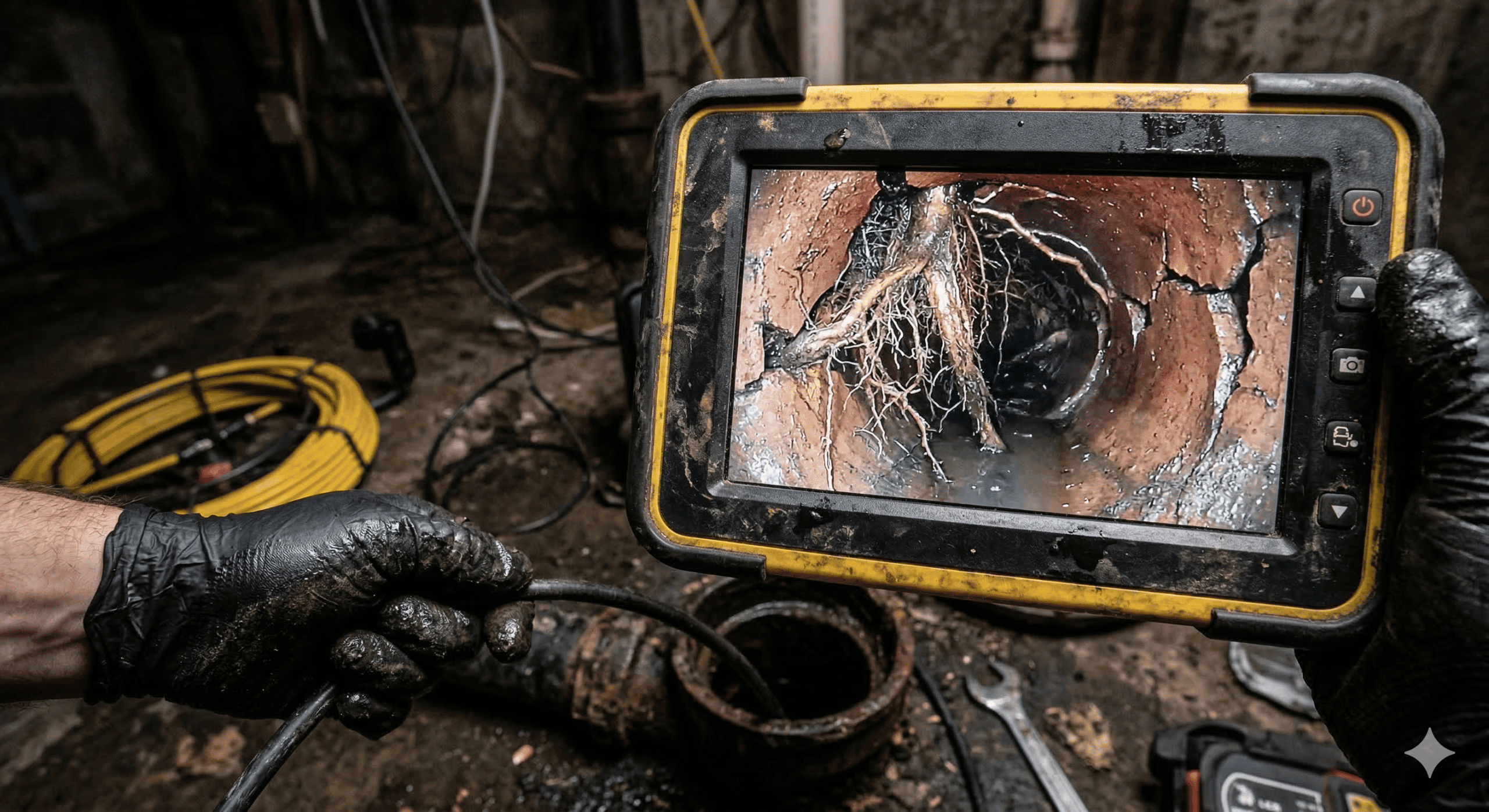 Licensed plumber preparing a CIPP liner for insertion into a residential sewer line