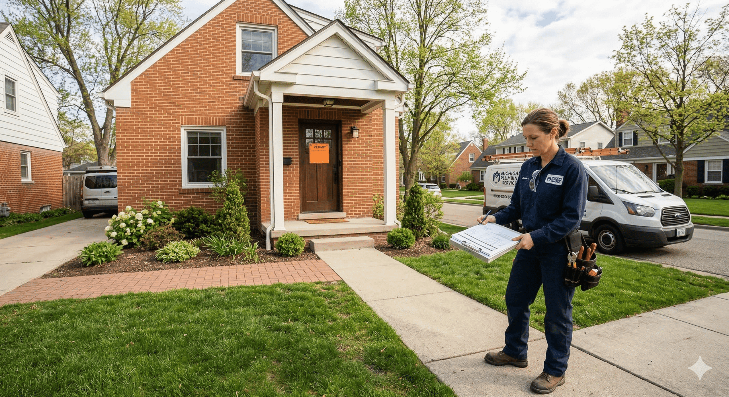 Licensed plumber reviewing plumbing code requirements for a residential project in Macomb County Michigan