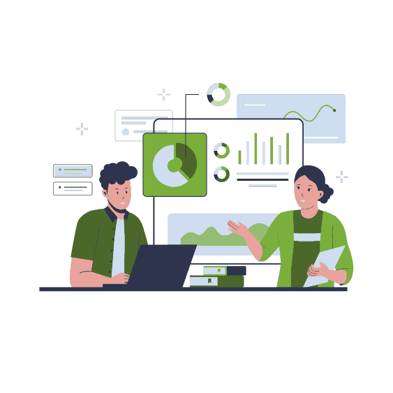 Business analytics dashboard with charts and data visualization.