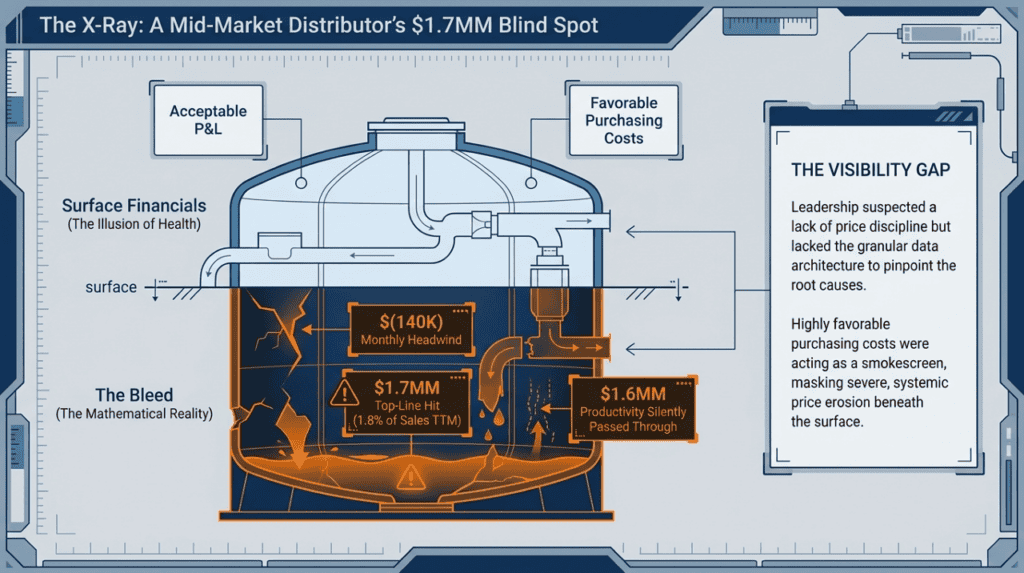Price realization recovery chart for a mid-market distributor