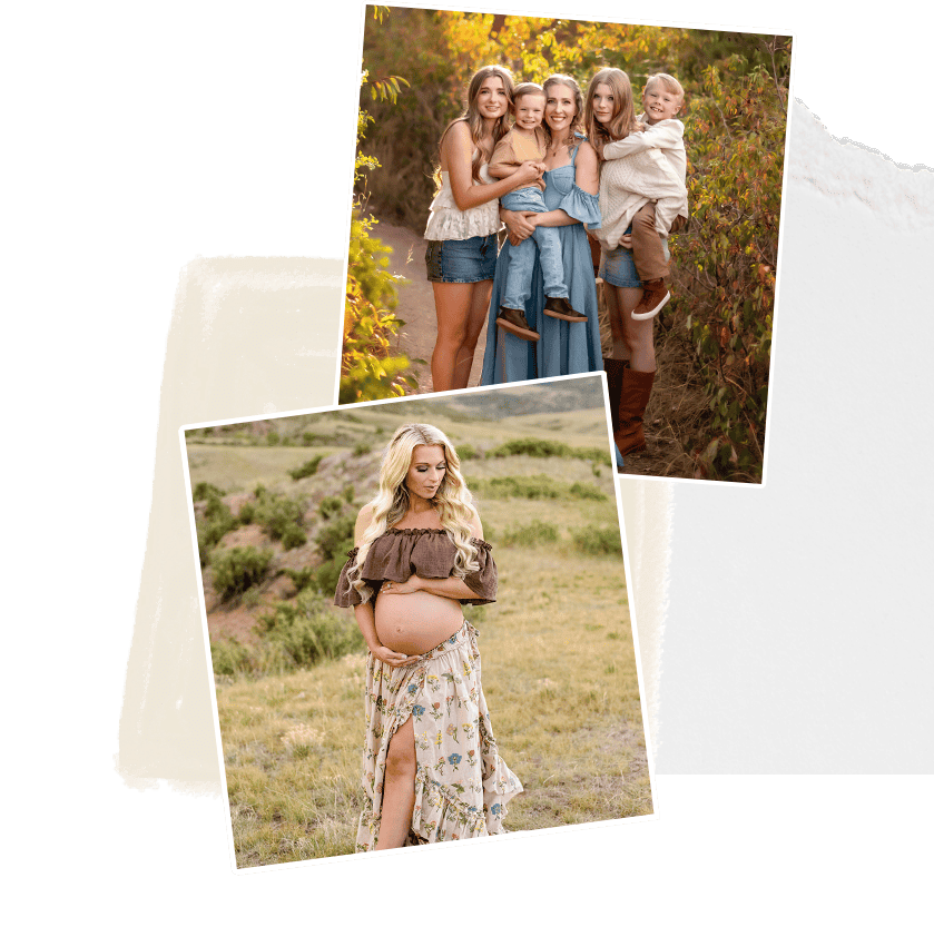 Family outdoor portrait during fall, vibrant foliage, happy children with mother, autumn family photography, seasonal photography, outdoor family photoshoot.