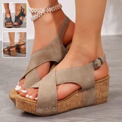 Women's Rivet Wedge Sandals – Thick Bottom Fish Mouth Summer Shoes