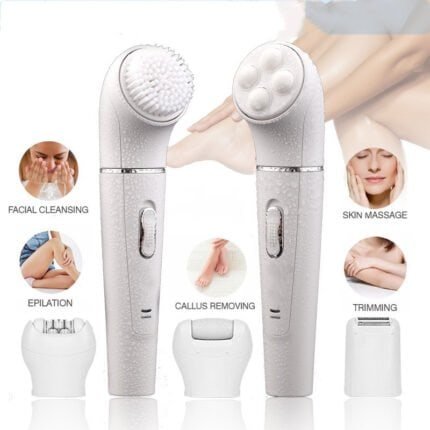 2-in-1 Electric Epilator & Facial Cleansing Brush – Rechargeable Full Body Hair Remover & Skincare Tool