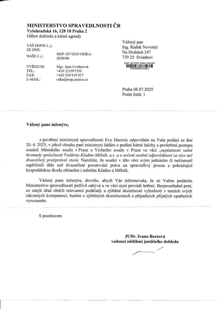 8.7.25 - Ministerstvo spravedlnosti - provedeme audit - pravda o vodě