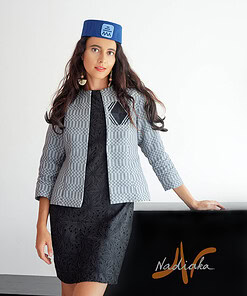 Veste en tissu lokpo du Togo blanc / noir