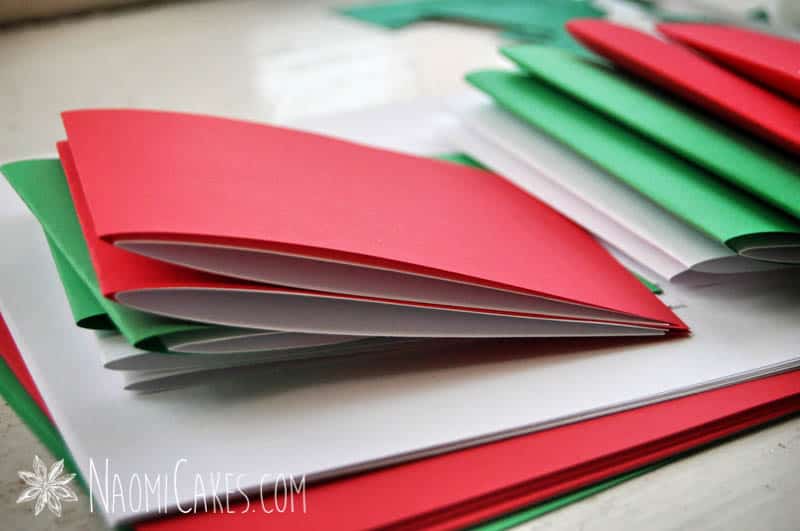 homemade Christmas cards with white card stock inserts