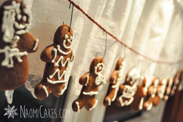gingerbread ornaments hanging as a garland