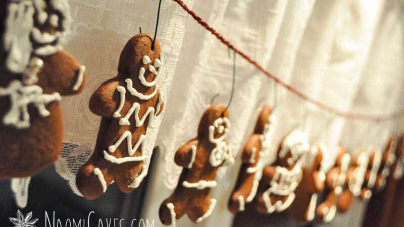 gingerbread ornaments hanging as a garland