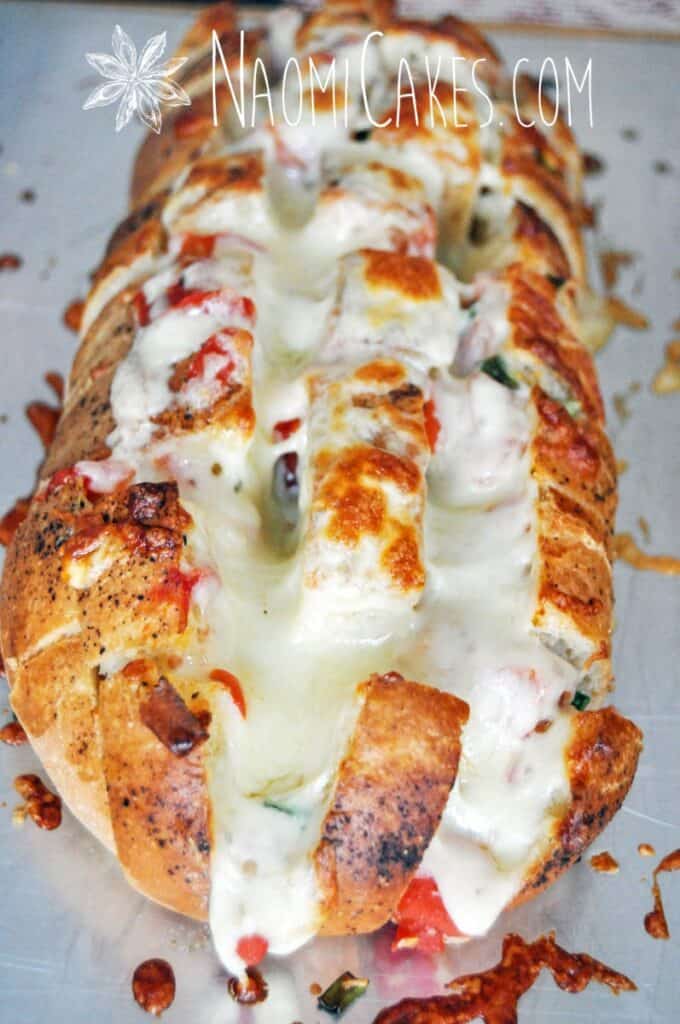 freshly baked cheese garlic bread loaf