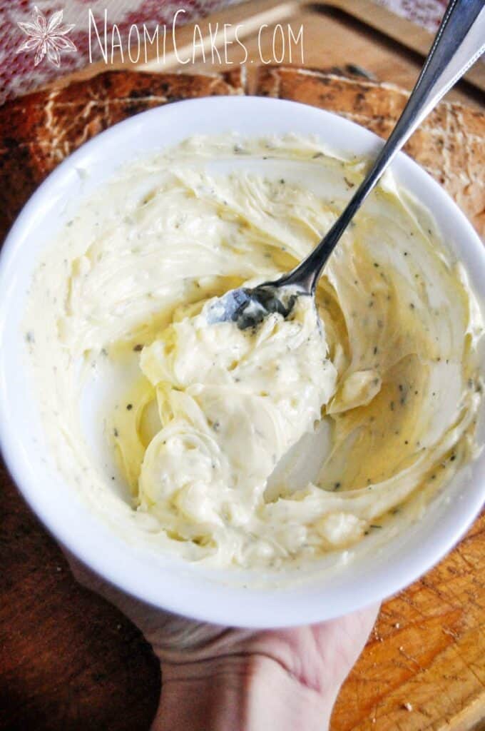 a bowl of homemade garlic butter