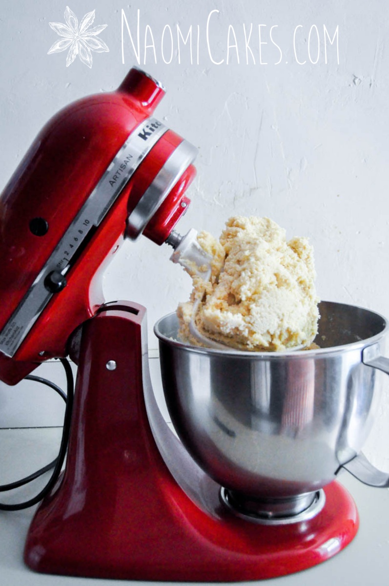 sugar cookie dough in a kitchenaid stand mixer