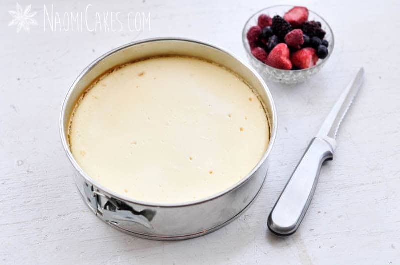 baked cheesecake in a springform pan