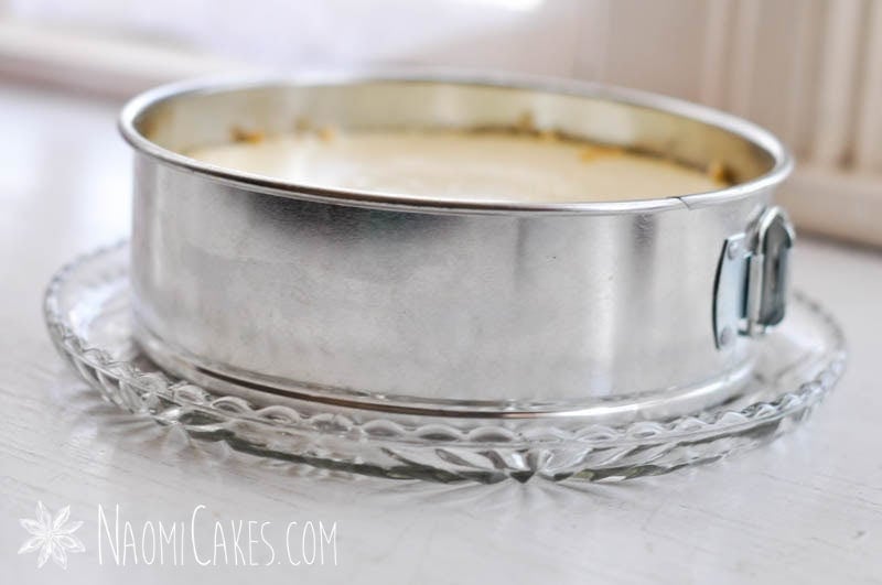 cheesecake in a springform pan from the side