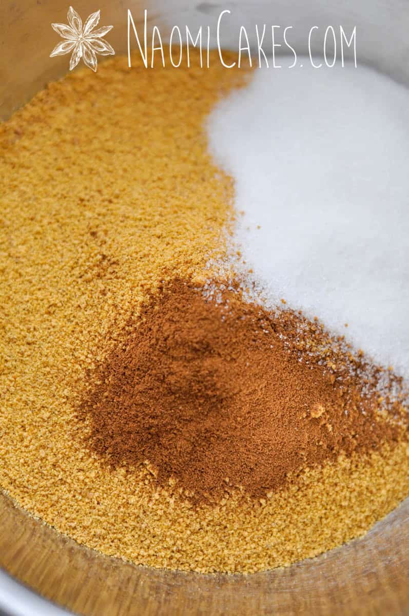 graham cracker crumbs, sugar, and cinnamon